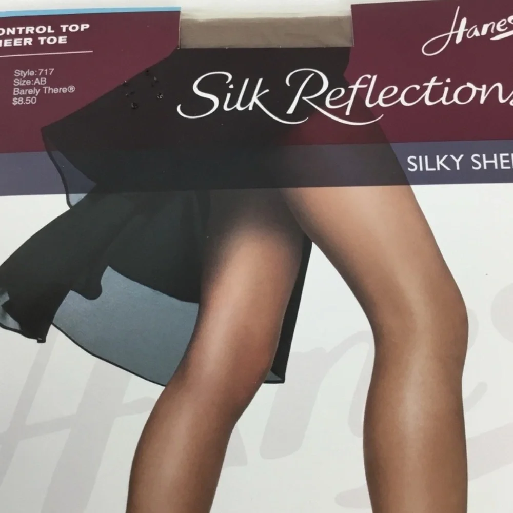 Hanes Silk Reflections Silky Sheer Control Top Pantyhose Size AB Barely There